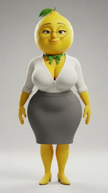 Citronnelle, citron anthropomorphe — fiche de personnage de l’univers Fruits 3D
