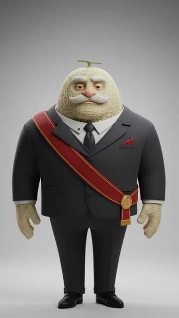 Grand Melon, melon anthropomorphe — fiche de personnage de l’univers Fruits 3D