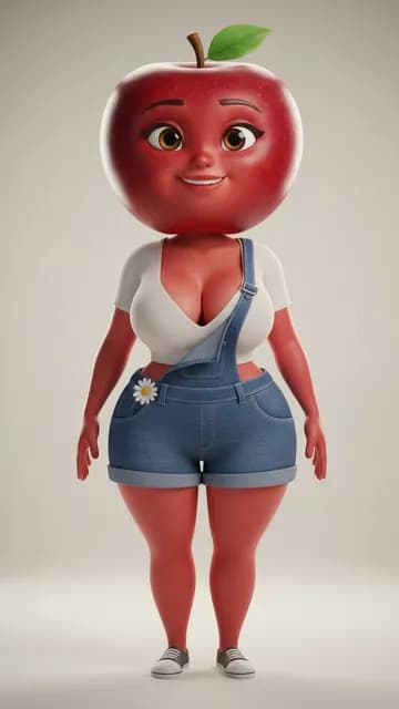 Pommita, pomme anthropomorphe — fiche de personnage de l’univers Fruits 3D