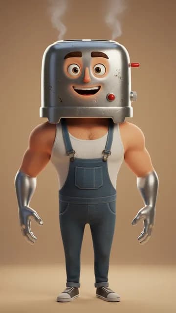 Toasty, grille-pain — fiche de personnage de l’univers Objets 3D