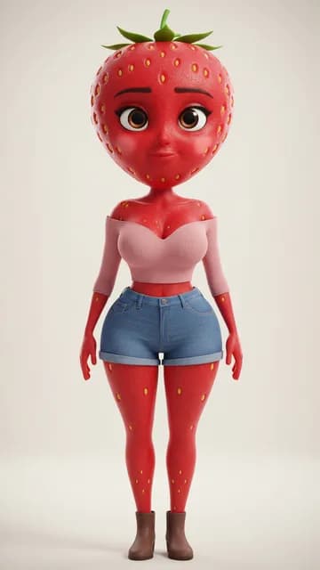 Fraisita, personnage à tête de fraise, fiche générée dans MixStory